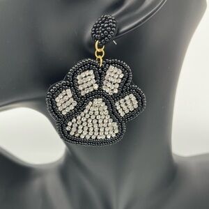 Stop Ready Go Bling Seed Bead Paw Dangle Earrings